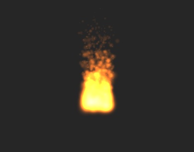 fire particle system created with the Particle Editor